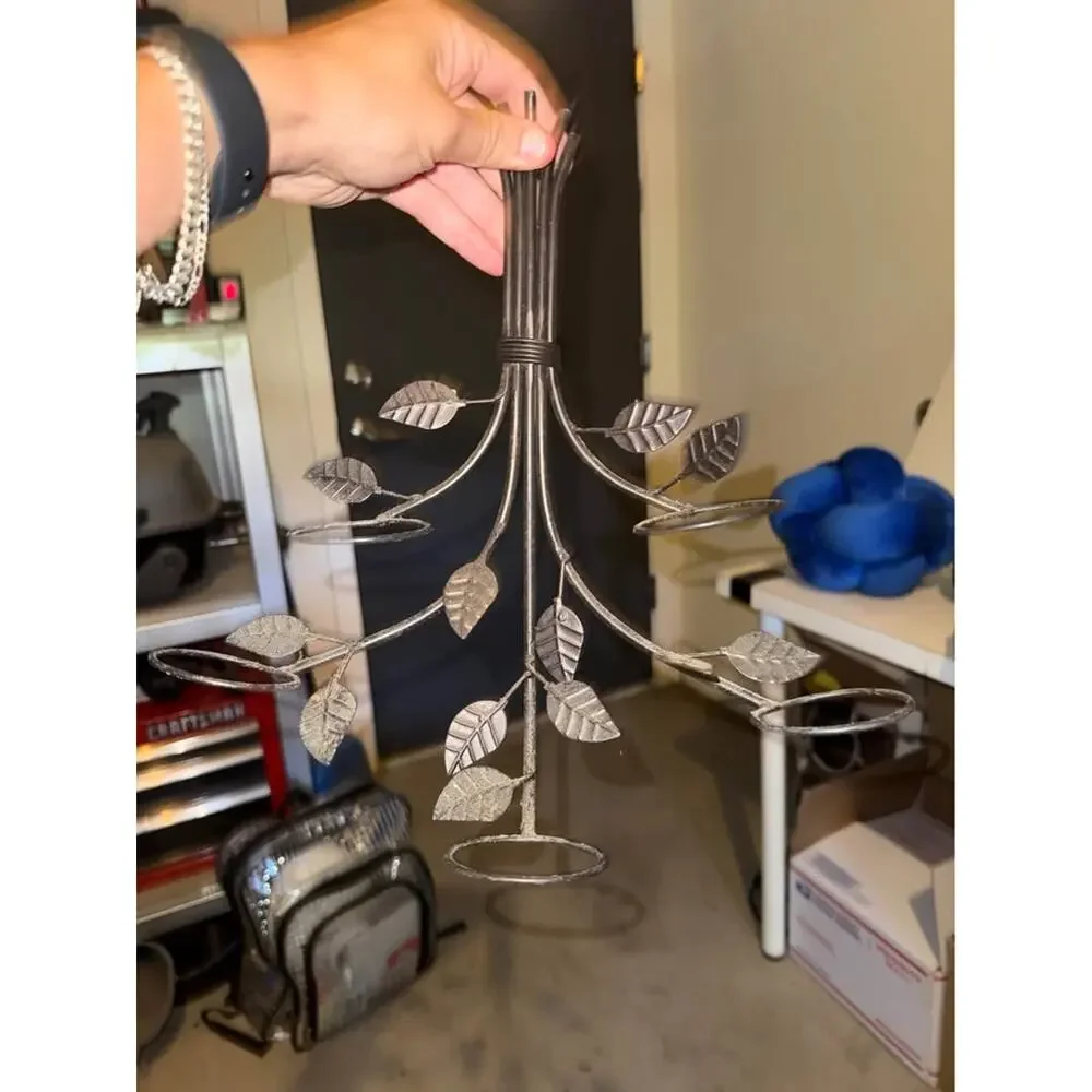 Metal wall sconce branch leaves votive candle holder